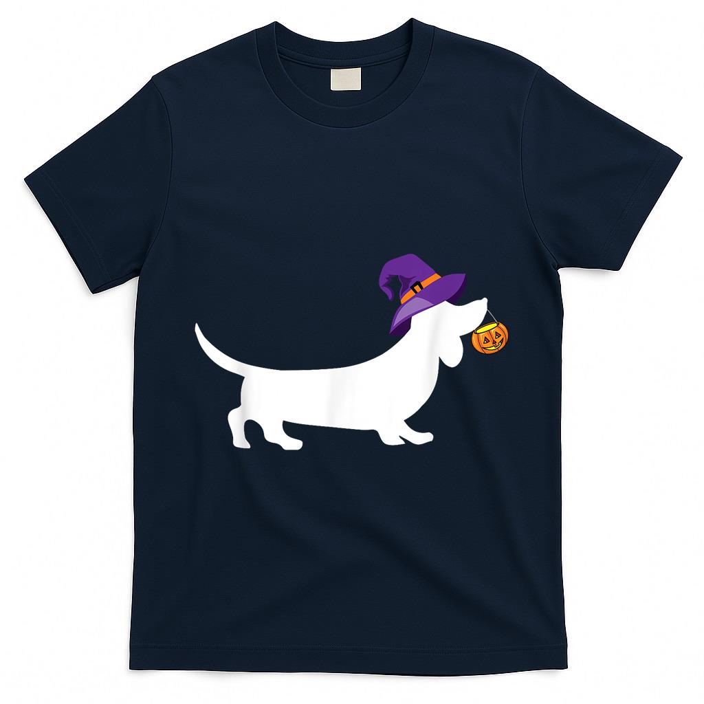 Dachshund Halloween Witch Wiener Dog Pumpkin Trick or Treat T-Shirt