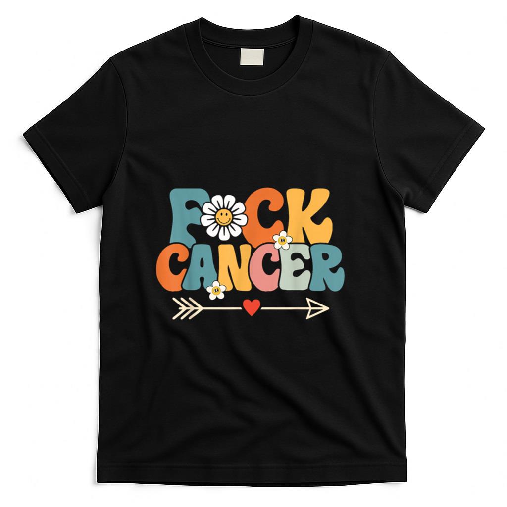 Groovy Fuck Cancer I Hate Cancer Breast Cancer Awareness T-Shirt