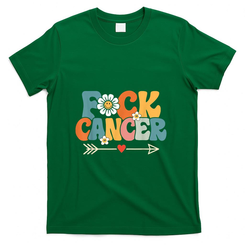 Groovy Fuck Cancer I Hate Cancer Breast Cancer Awareness T-Shirt