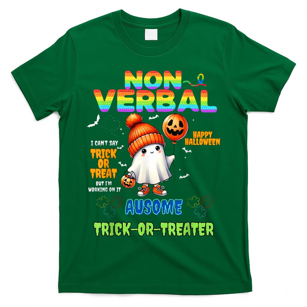 Non-Verbal Ausome Trick-or-Treater Halloween Autism T-Shirt