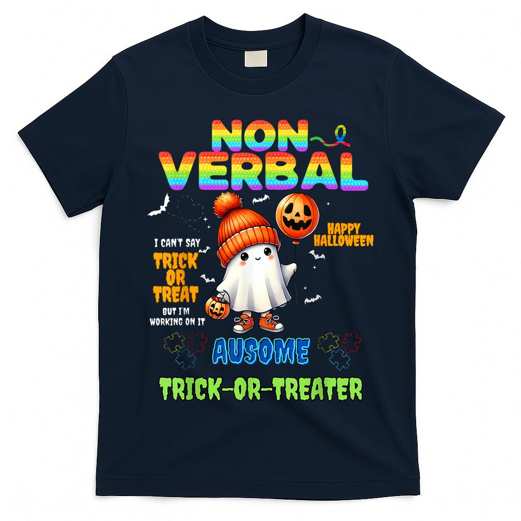 Non-Verbal Ausome Trick-or-Treater Halloween Autism T-Shirt