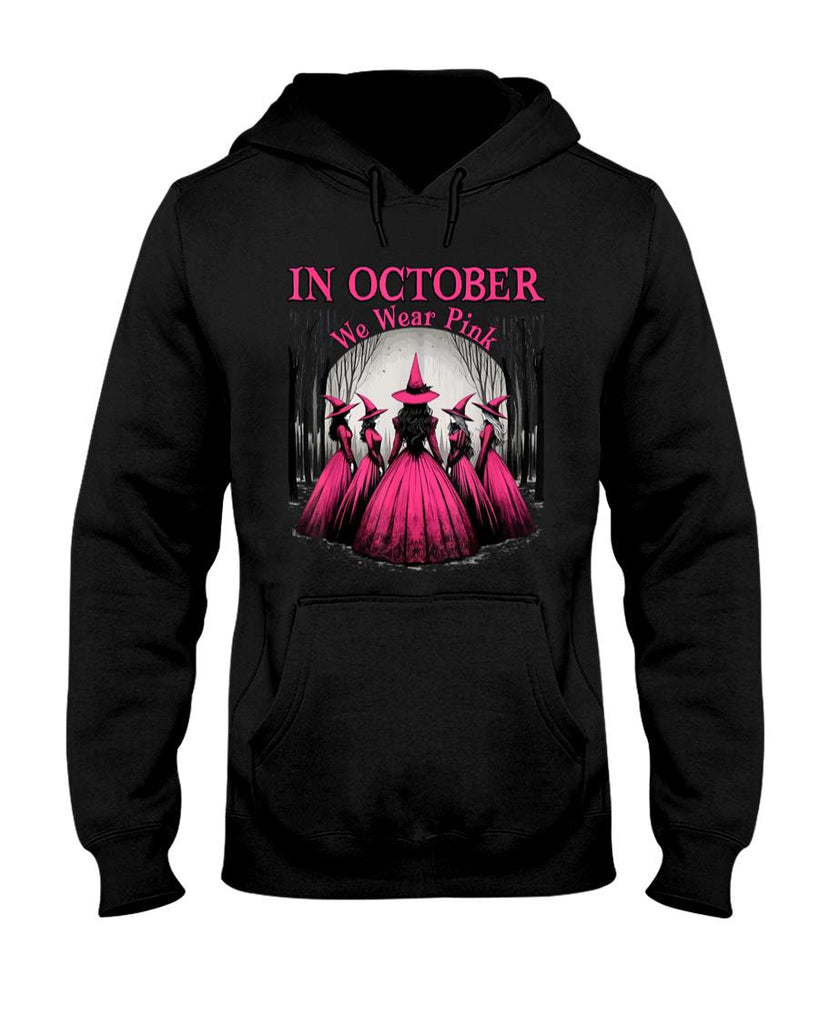 Retro in October We Wear Pink Witch Breast Cancer Awareness T-Shirt