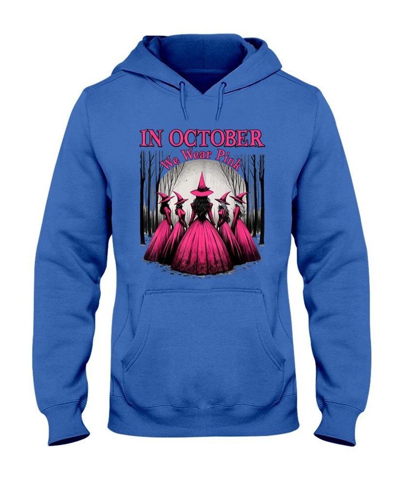 Retro in October We Wear Pink Witch Breast Cancer Awareness T-Shirt