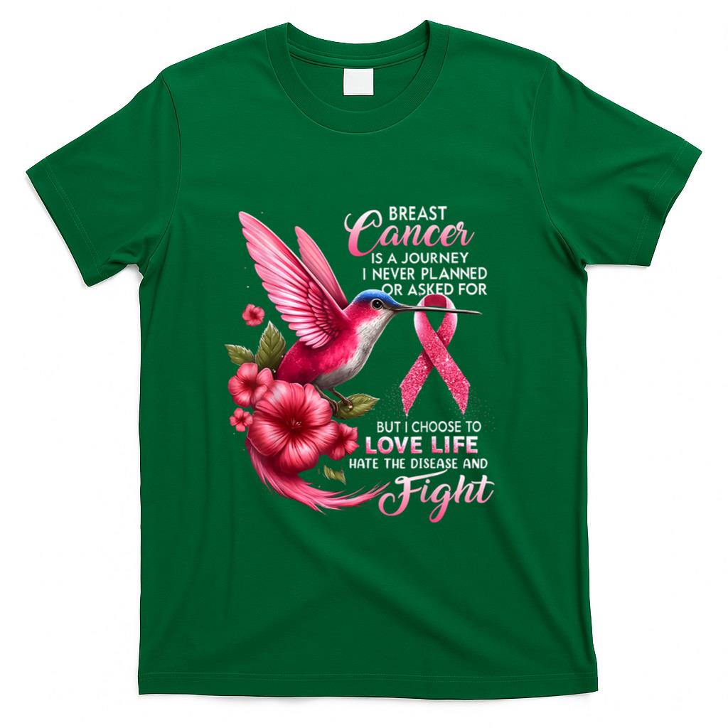 Breast Cancer Awareness Hummingbird Pink Ribbon Positive T-Shirt