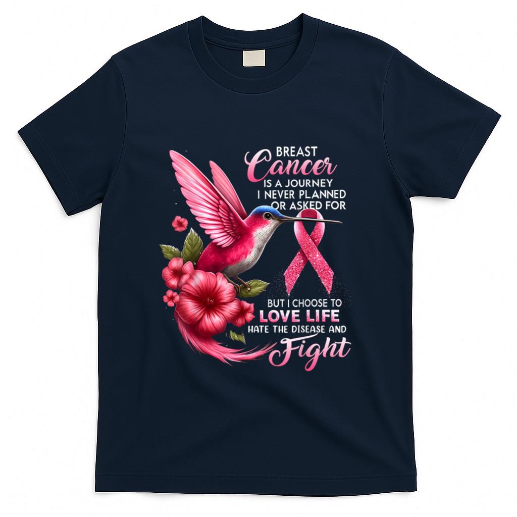 Breast Cancer Awareness Hummingbird Pink Ribbon Positive T-Shirt