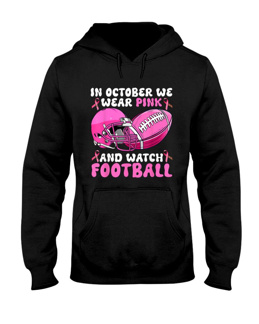 In October We Wear Pink Football Breast Cancer Awareness T-Shirt
