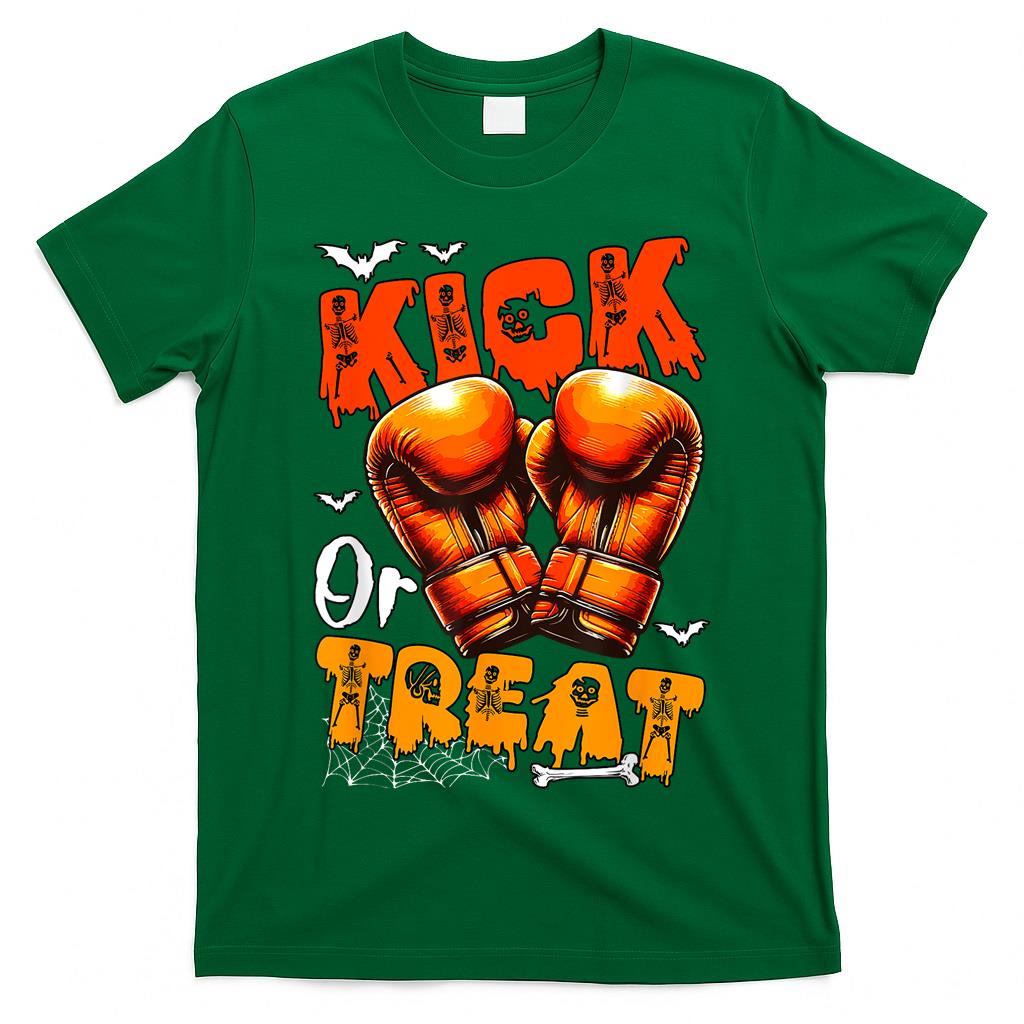 Trick Or Treat Funny Joke Kick Halloween Boxing Gloves Boxer T-Shirt