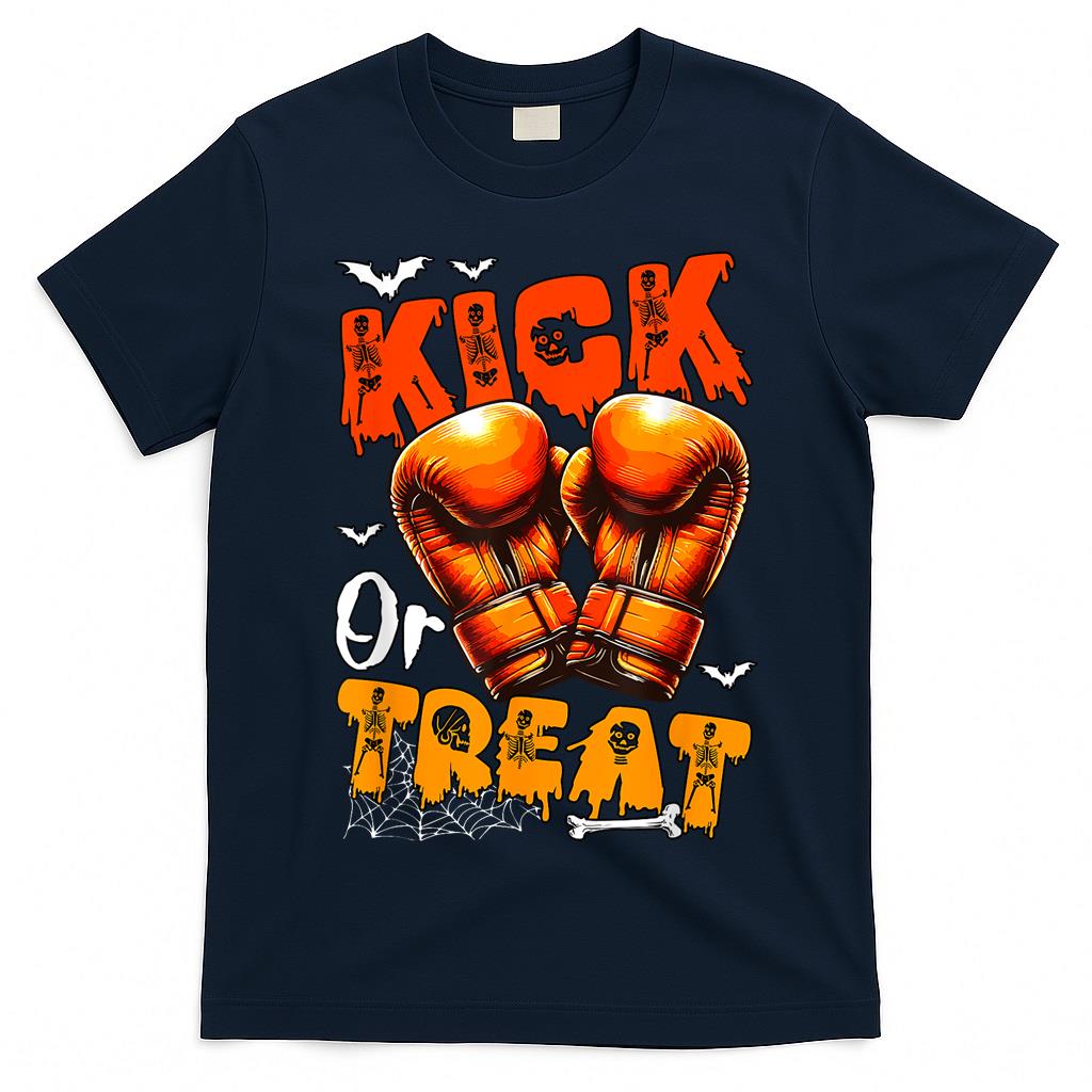Trick Or Treat Funny Joke Kick Halloween Boxing Gloves Boxer T-Shirt