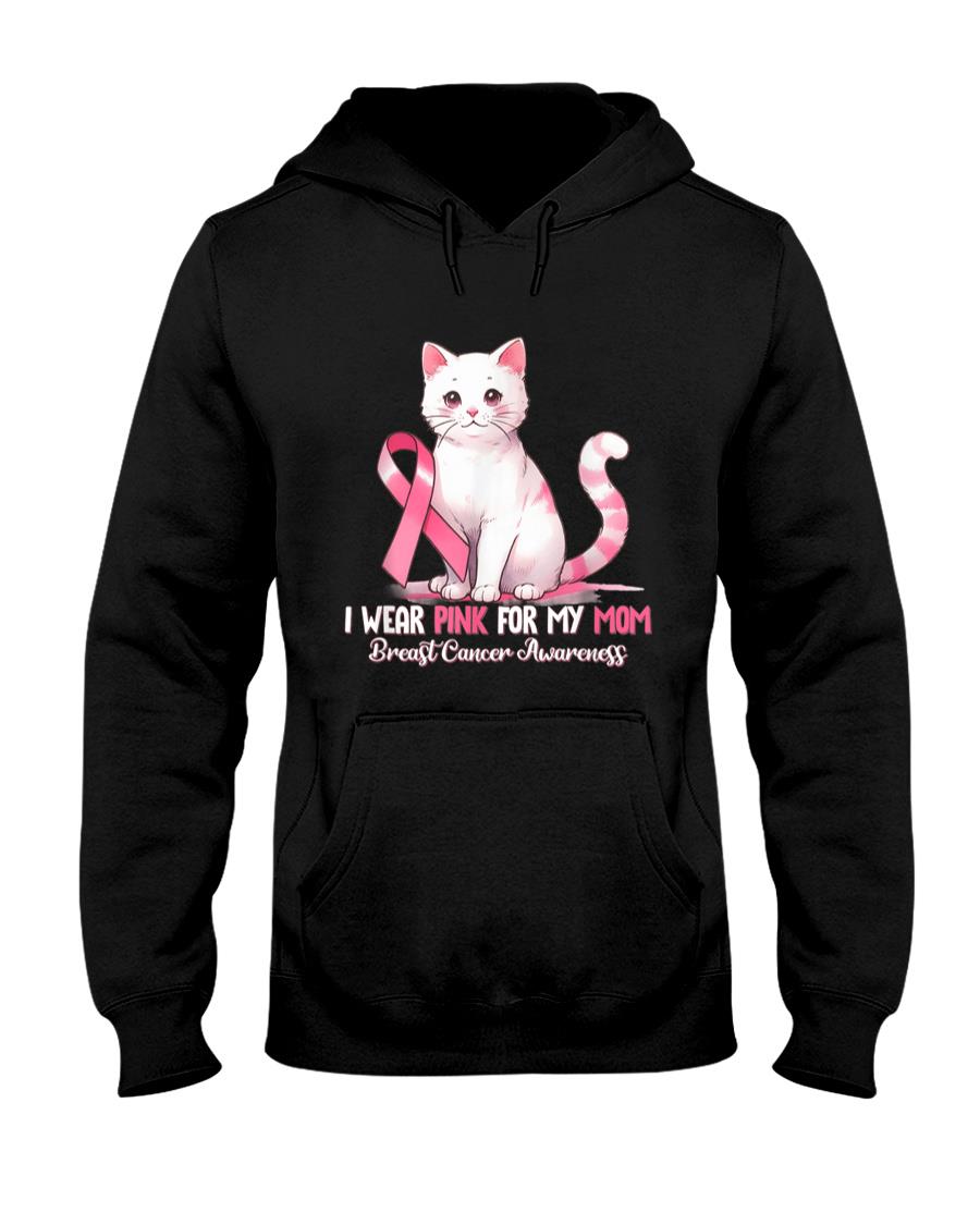I Wear Pink For My Mom Breast Cancer Awareness Cat Pet Love T-Shirt