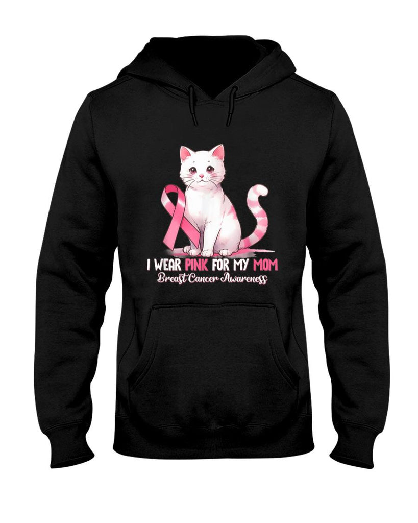 I Wear Pink For My Mom Breast Cancer Awareness Cat Pet Love T-Shirt