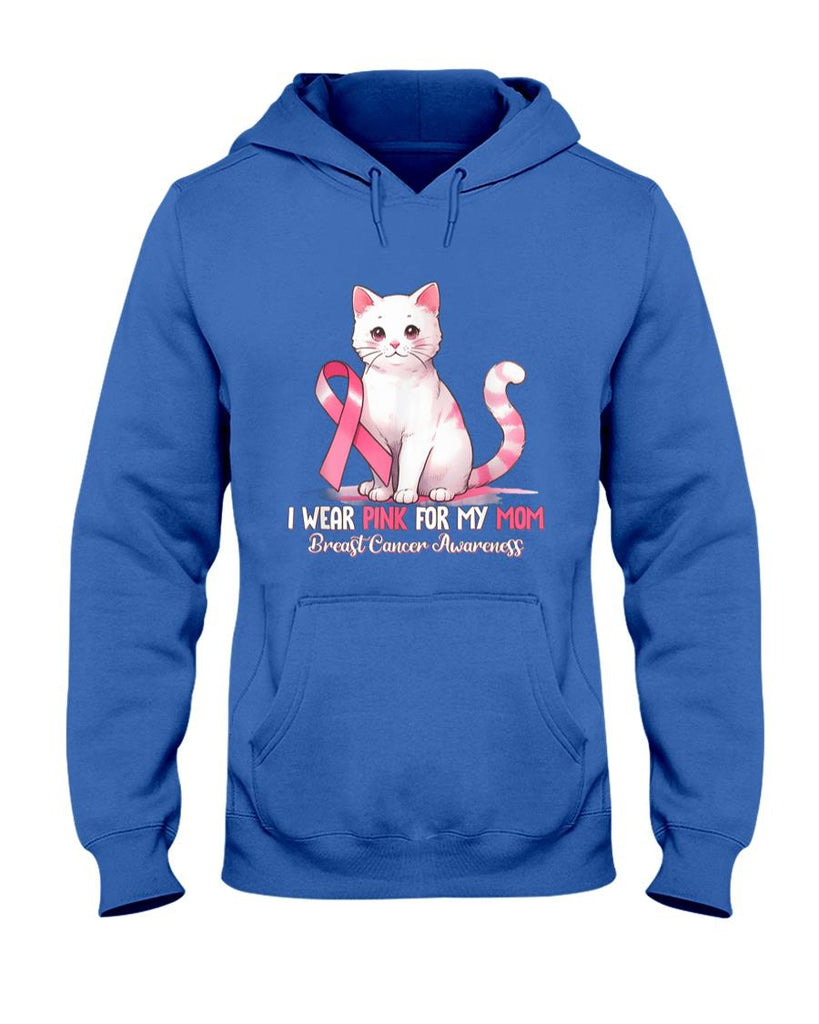 I Wear Pink For My Mom Breast Cancer Awareness Cat Pet Love T-Shirt