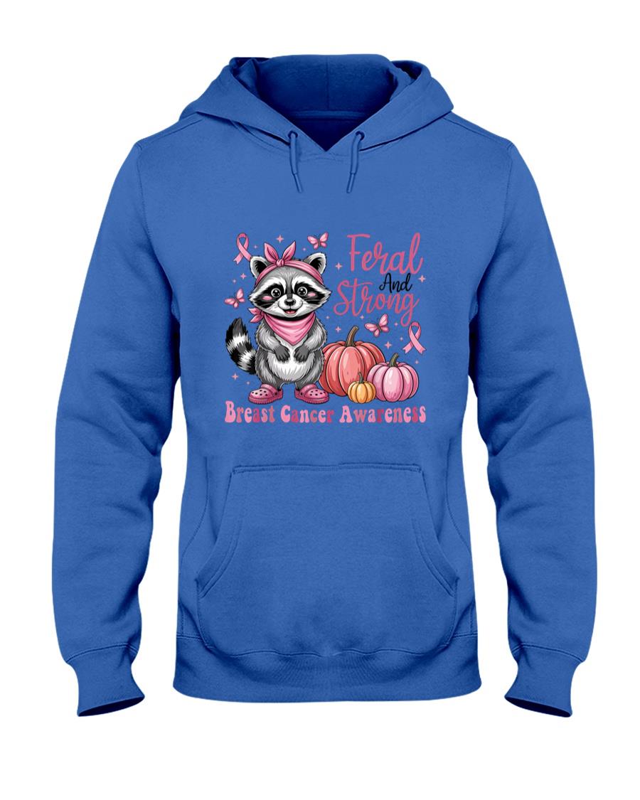 Feral and Strong Breast Cancer Awareness Raccoon Pink Ribbon T-Shirt