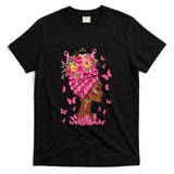 Breast Cancer Afro Girl Pink Ribbon Awareness Women T-Shirt