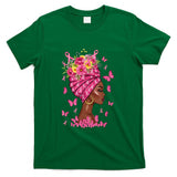 Breast Cancer Afro Girl Pink Ribbon Awareness Women T-Shirt