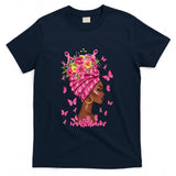 Breast Cancer Afro Girl Pink Ribbon Awareness Women T-Shirt