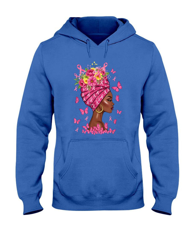 Breast Cancer Afro Girl Pink Ribbon Awareness Women T-Shirt