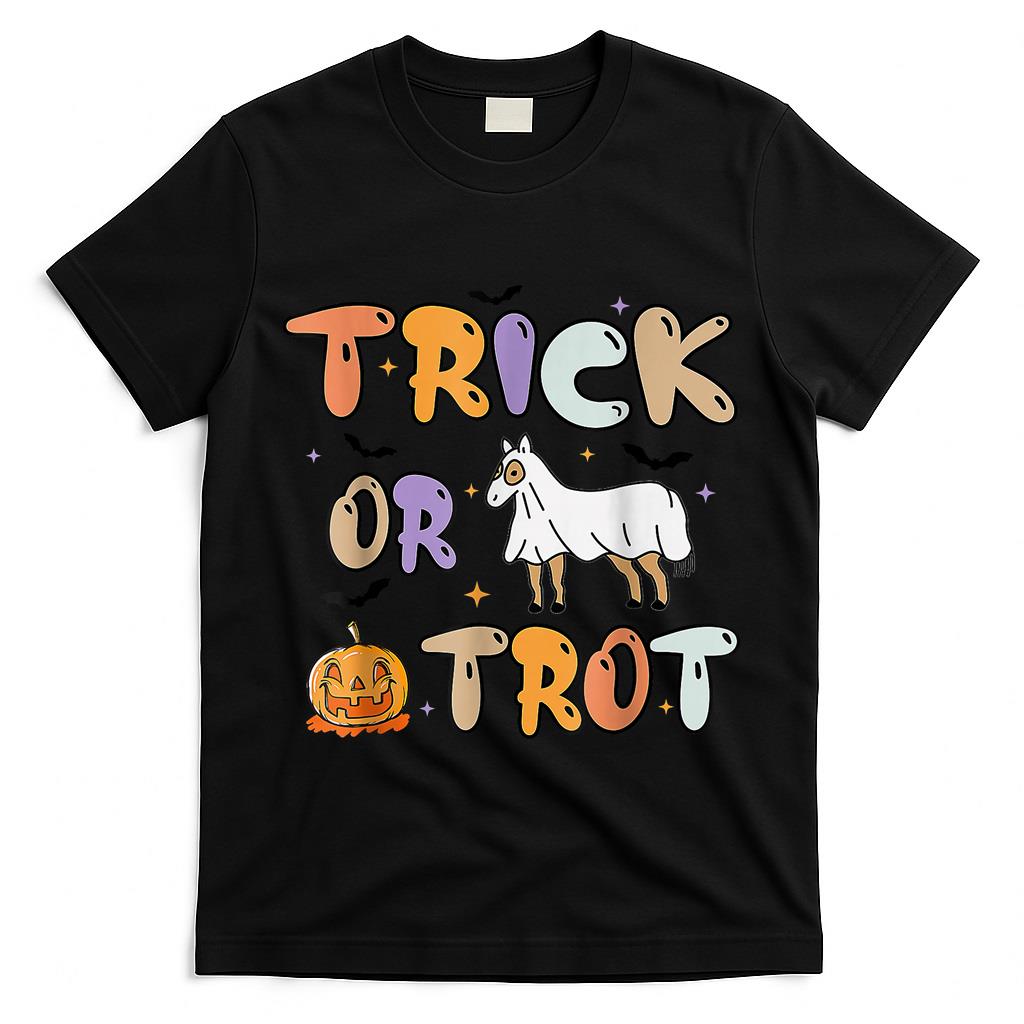 Trick Or Trot Halloween Pumpkin Ghost Horse T-Shirt