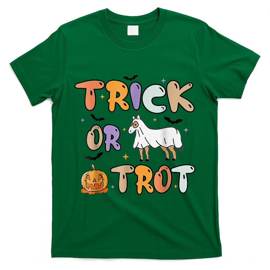 Trick Or Trot Halloween Pumpkin Ghost Horse T-Shirt