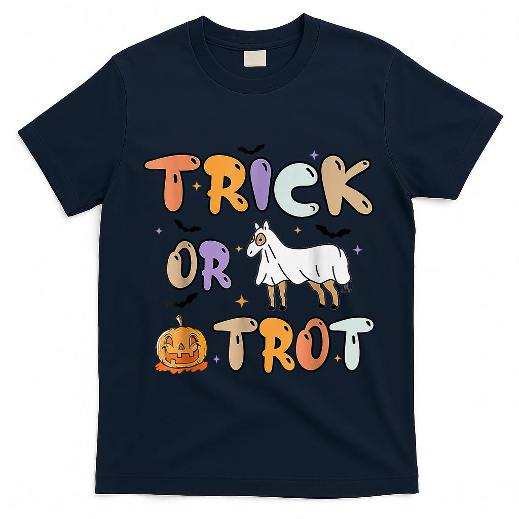 Trick Or Trot Halloween Pumpkin Ghost Horse T-Shirt