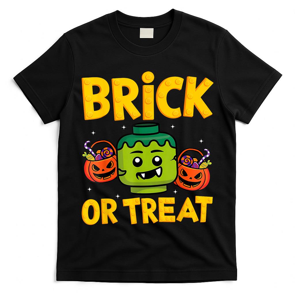 Brick or Treat Halloween Master Builder Blocks Building Kids T-Shirt