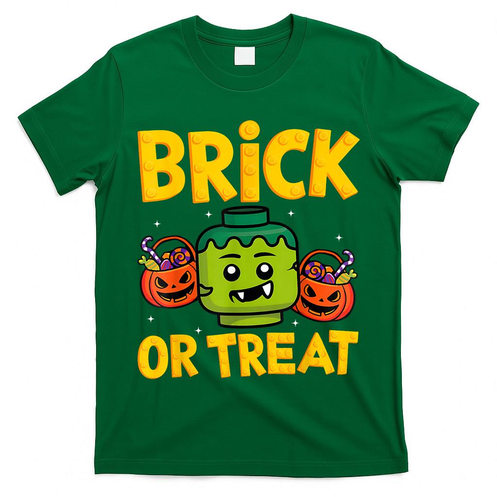 Brick or Treat Halloween Master Builder Blocks Building Kids T-Shirt