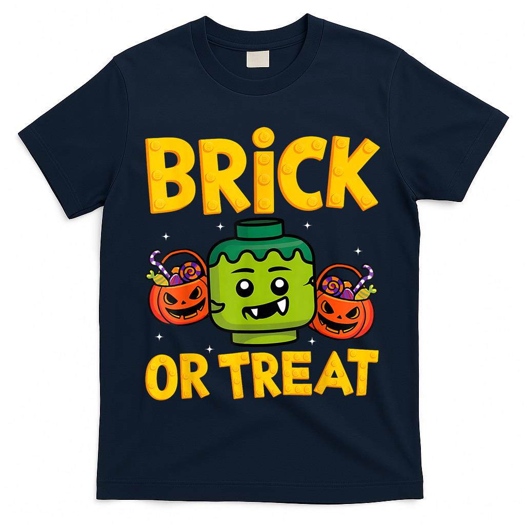Brick or Treat Halloween Master Builder Blocks Building Kids T-Shirt