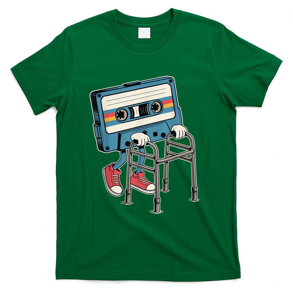 Retro Nostalgia - Funny Retro Old Cassette Tape Cartoon with Walker Nostalgia T-Shirt
