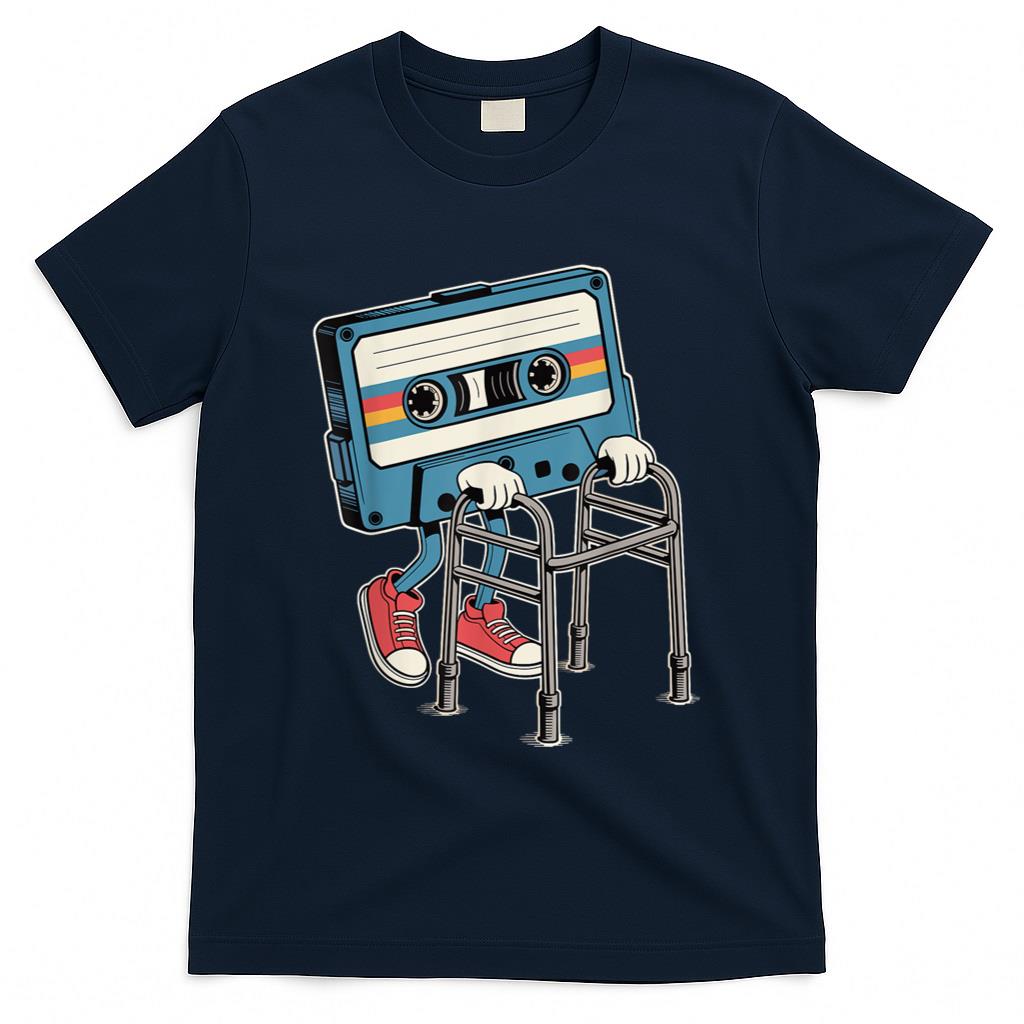Retro Nostalgia - Funny Retro Old Cassette Tape Cartoon with Walker Nostalgia T-Shirt