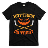 Hat Trick Or Treat Ice Hockey Halloween Boy Men Player Coach T-Shirt