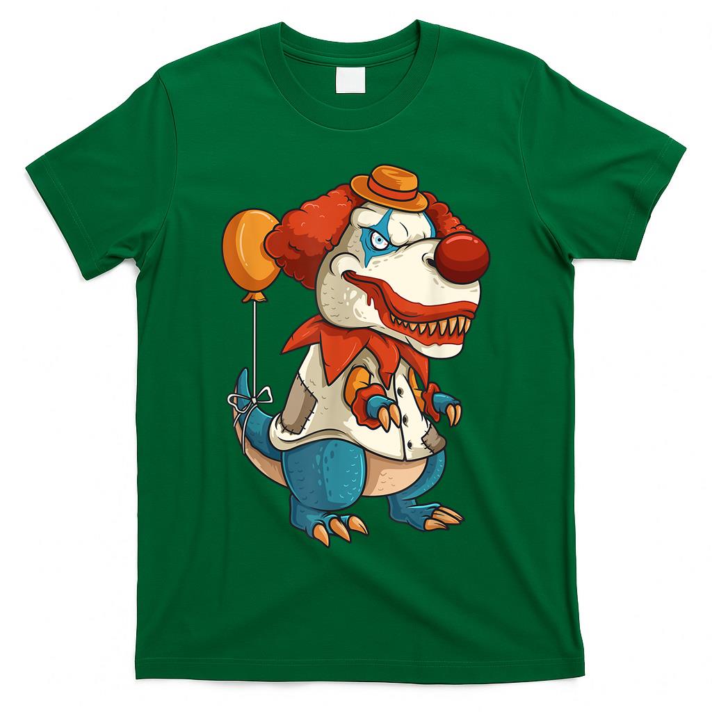 Creepy Clown T Rex Dinosaur Halloween Trick or Treat Balloon T-Shirt