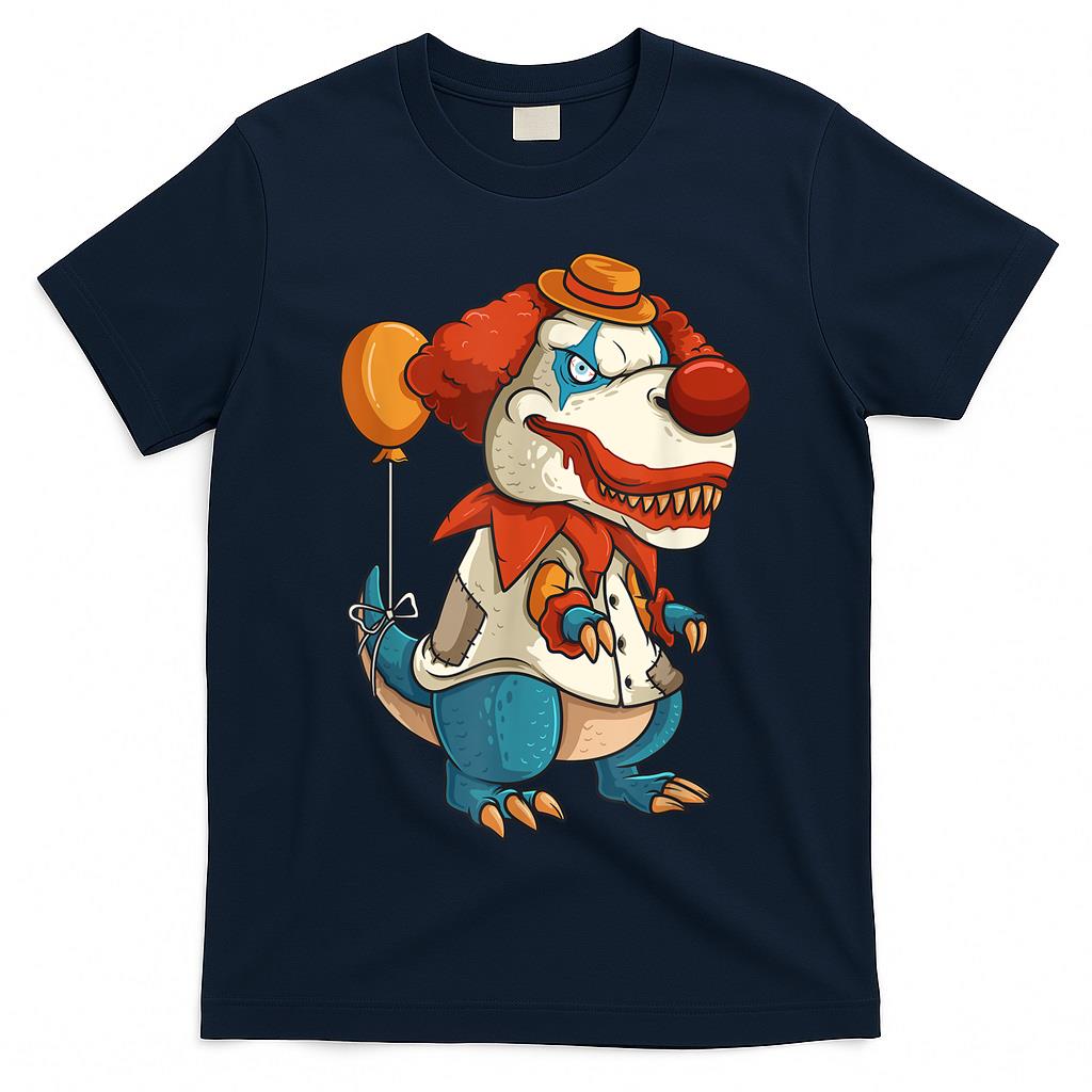 Creepy Clown T Rex Dinosaur Halloween Trick or Treat Balloon T-Shirt