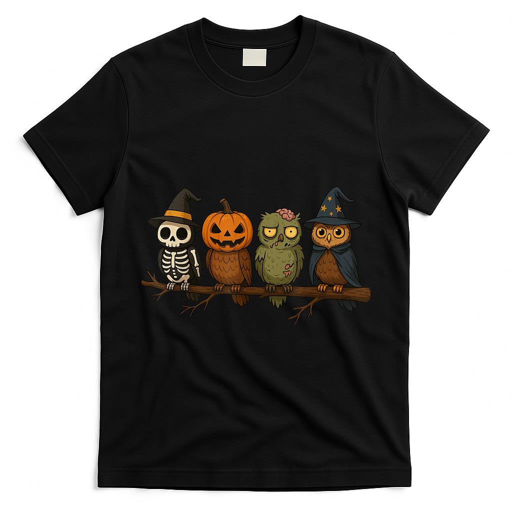 Skeleton Pumpkin Zombie Wizard Owls Cute Trick or Treat T-Shirt