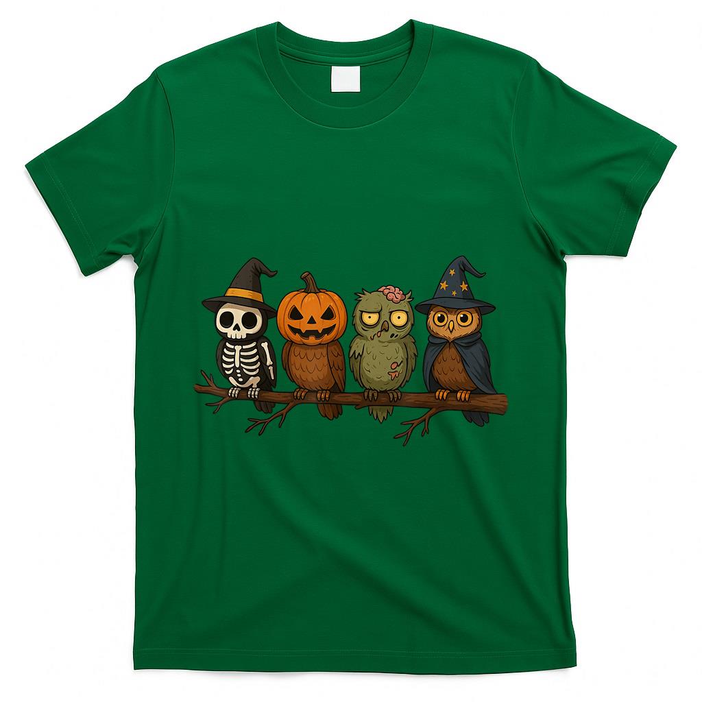 Skeleton Pumpkin Zombie Wizard Owls Cute Trick or Treat T-Shirt
