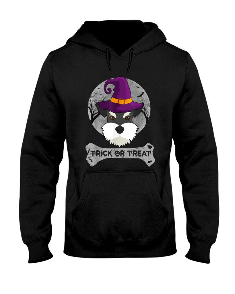 Witch Schnauzer Trick Or Treat Funny Dog Halloween Costume Men Women Girls Kids T-Shirt