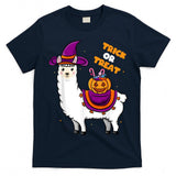Halloween Cute Trick Or Treat Llama Witch Apparel Kids Girls T-Shirt