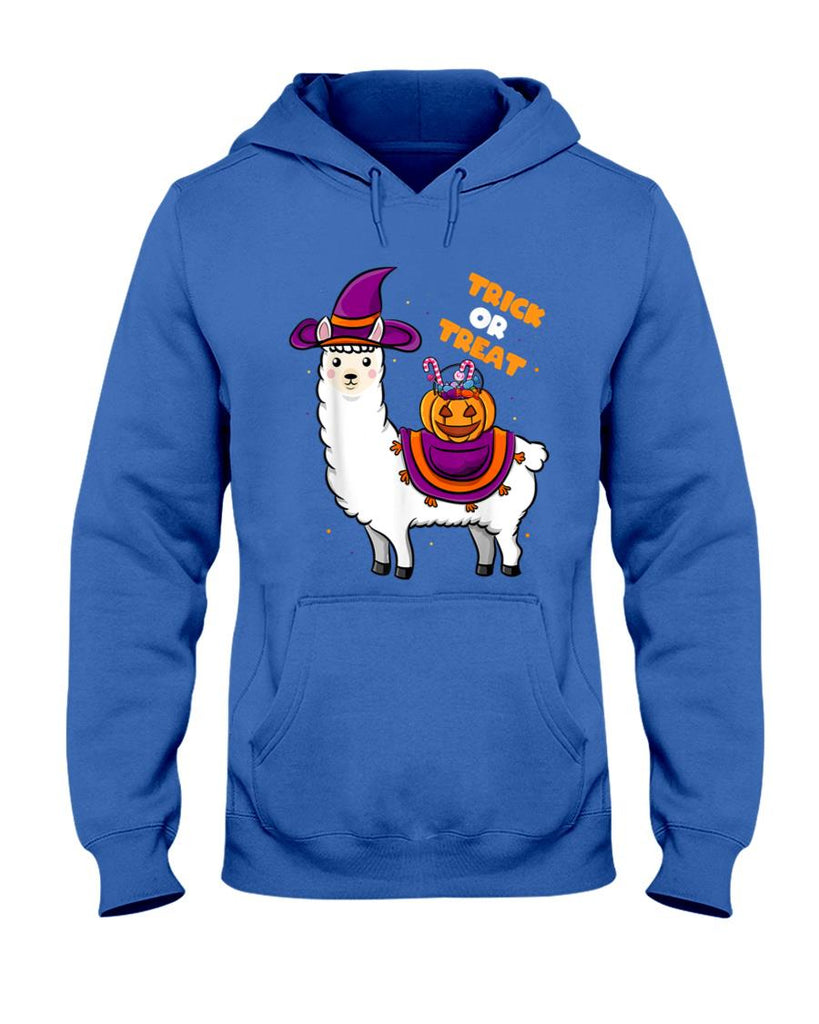 Halloween Cute Trick Or Treat Llama Witch Apparel Kids Girls T-Shirt