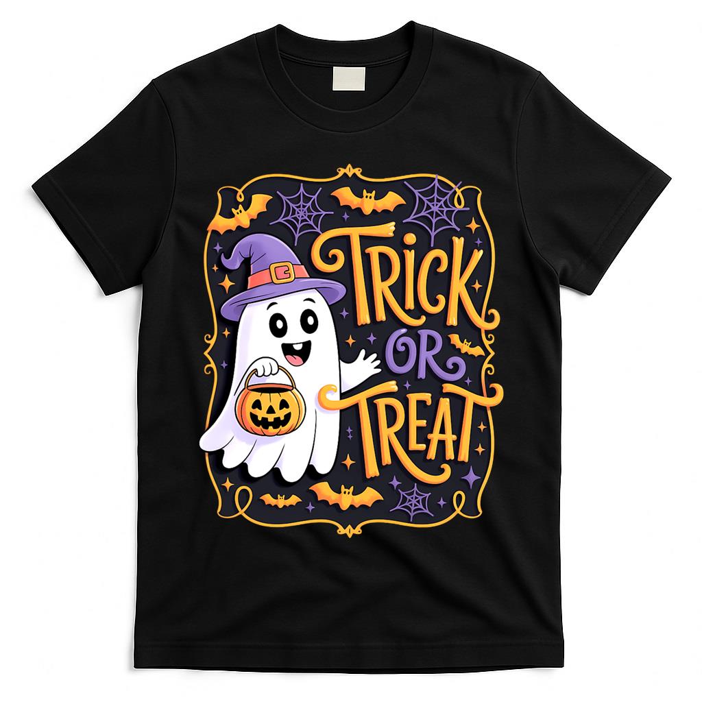 Trick Or Treat Happy Halloween Pumpkin Ghost Oversized T-Shirt
