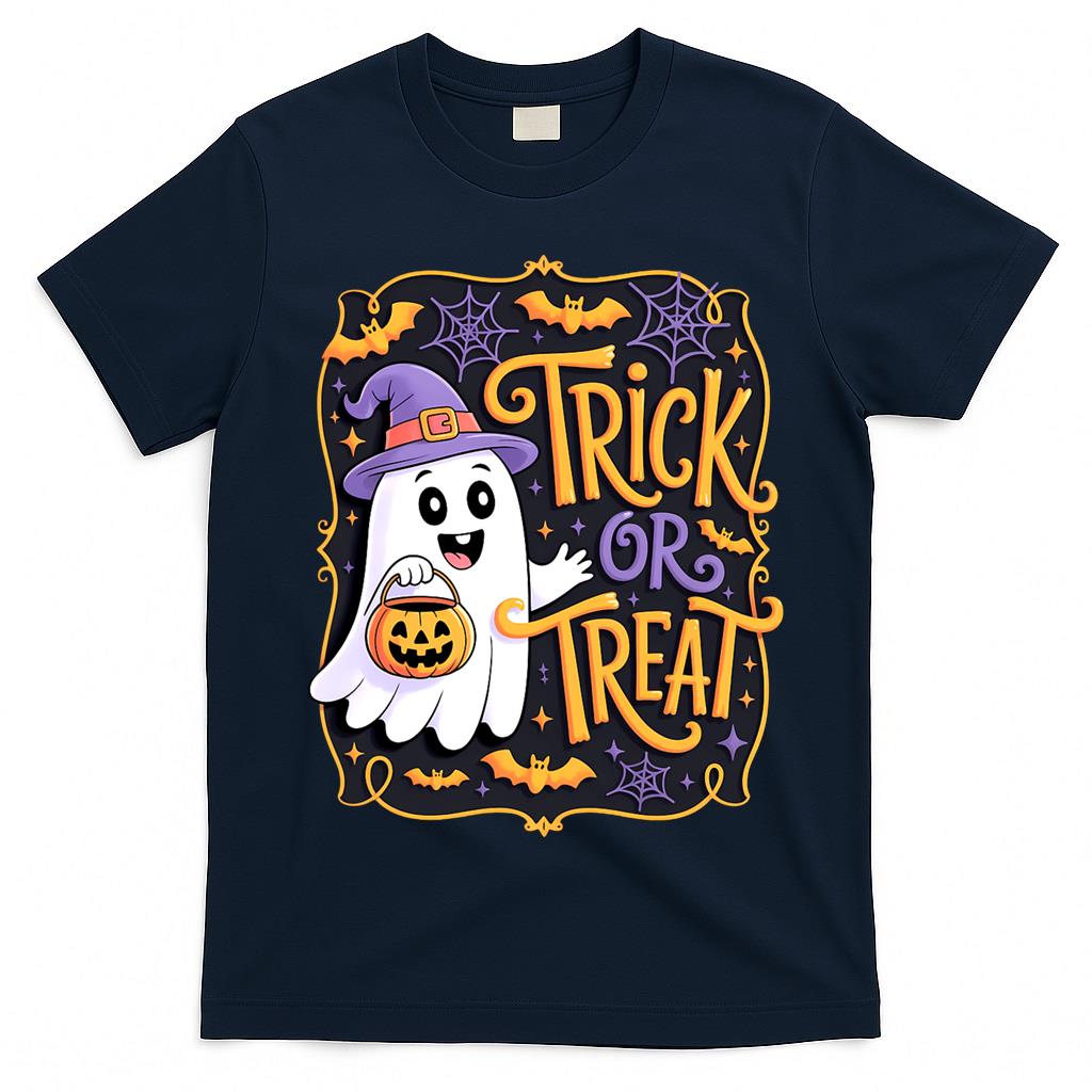 Trick Or Treat Happy Halloween Pumpkin Ghost Oversized T-Shirt