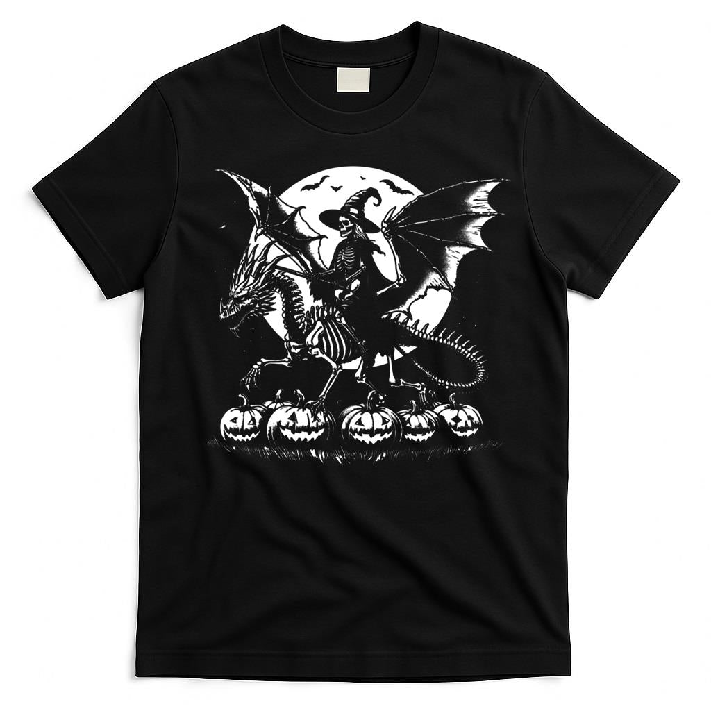 Funny Skeleton ride Dragon Halloween Witch Classic T-Shirt