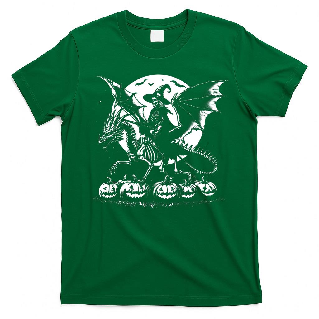 Funny Skeleton ride Dragon Halloween Witch Classic T-Shirt