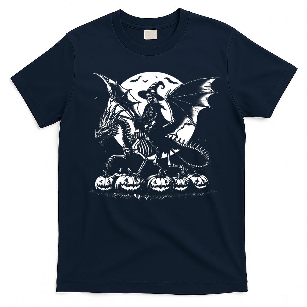Funny Skeleton ride Dragon Halloween Witch Classic T-Shirt