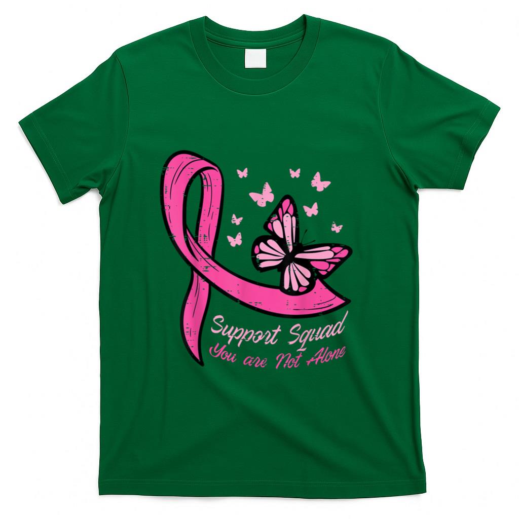 Breast Cancer Ribbon Butterfly Support Squad Women Men Kids T-Shirt