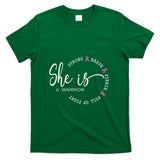 She Is A Warrior Strong Brave Pink Breast Cancer Awareness T-Shirt