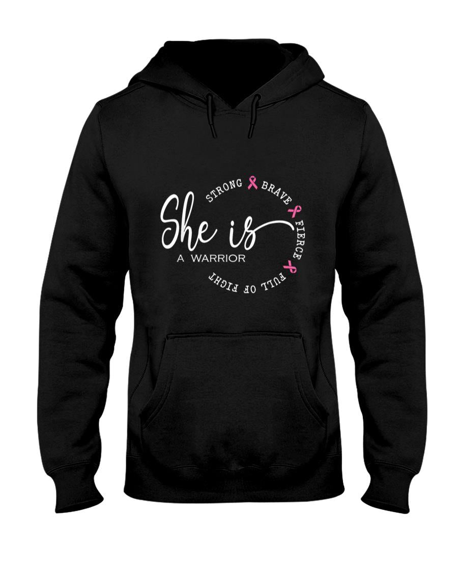 She Is A Warrior Strong Brave Pink Breast Cancer Awareness T-Shirt