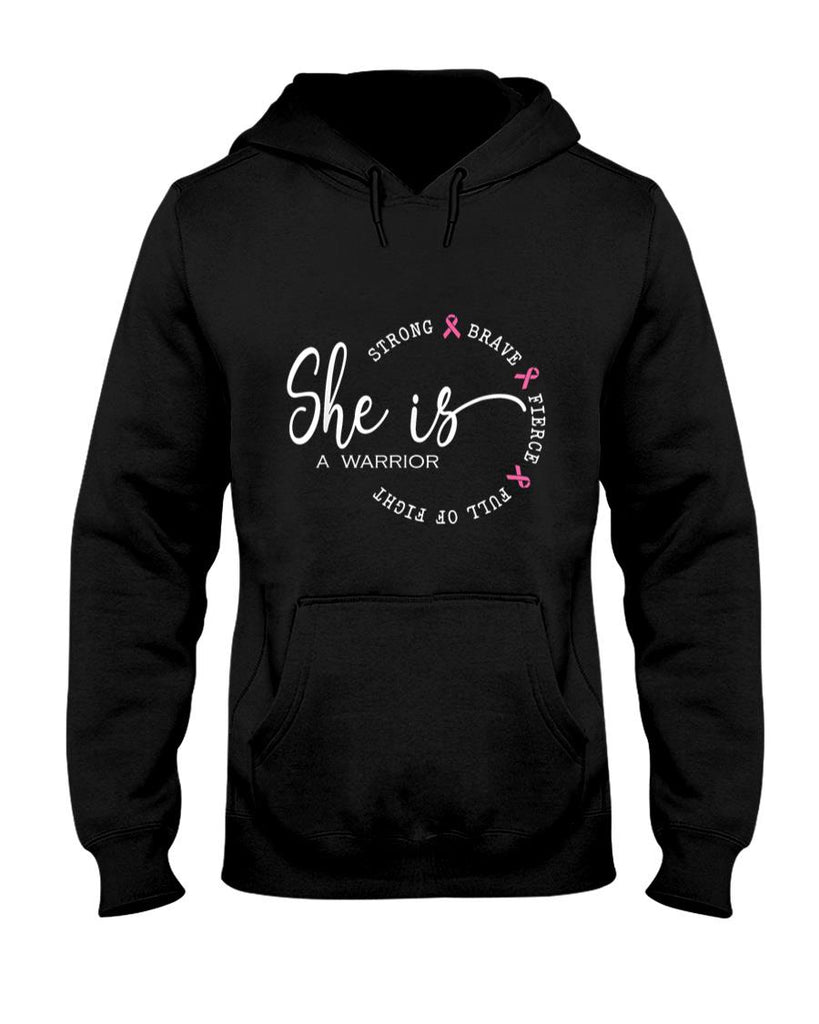 She Is A Warrior Strong Brave Pink Breast Cancer Awareness T-Shirt