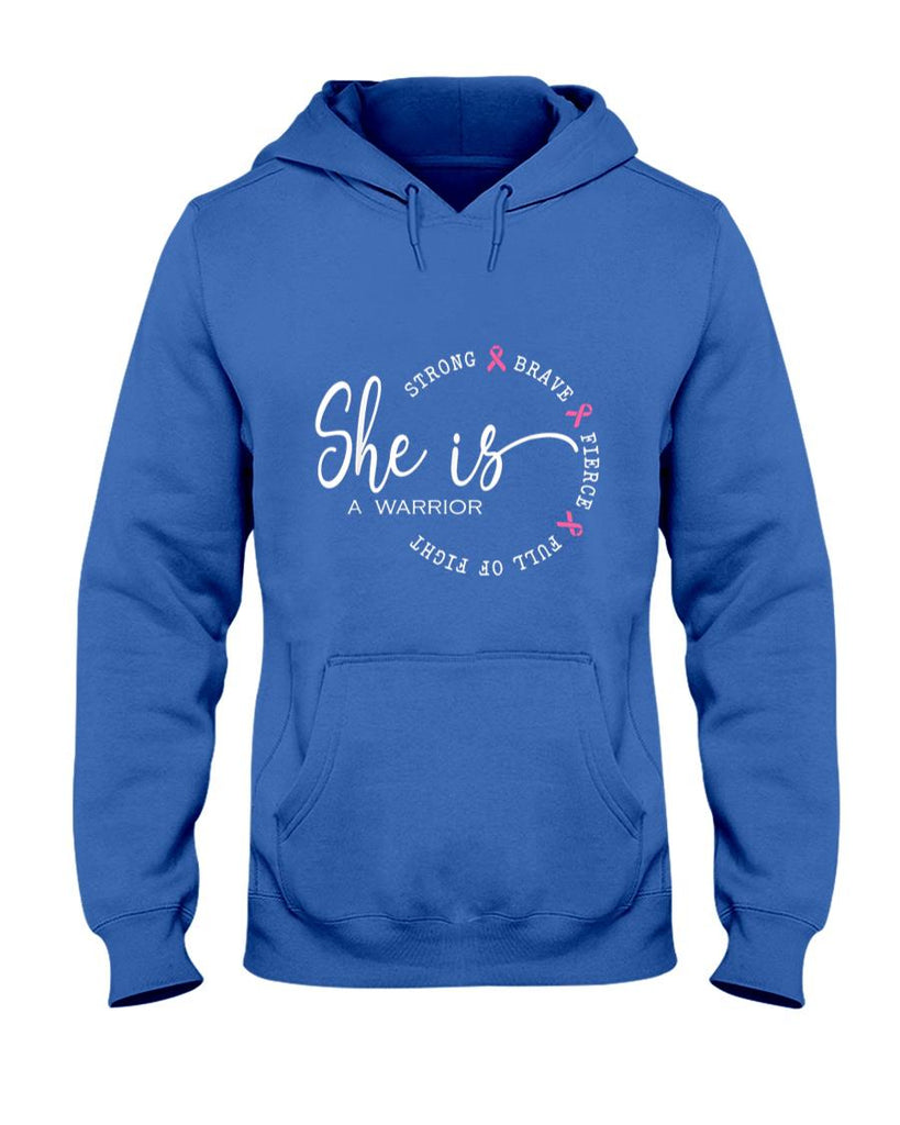 She Is A Warrior Strong Brave Pink Breast Cancer Awareness T-Shirt