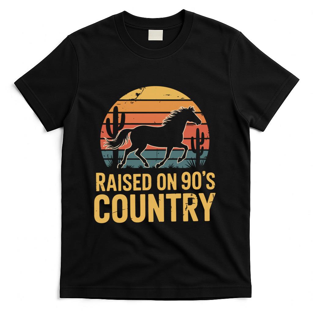 Retro Nostalgia - Raised On 90’s Country Horse Retro Nostalgia Western Music T-Shirt