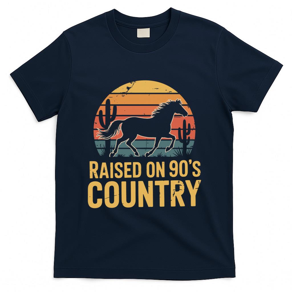 Retro Nostalgia - Raised On 90’s Country Horse Retro Nostalgia Western Music T-Shirt