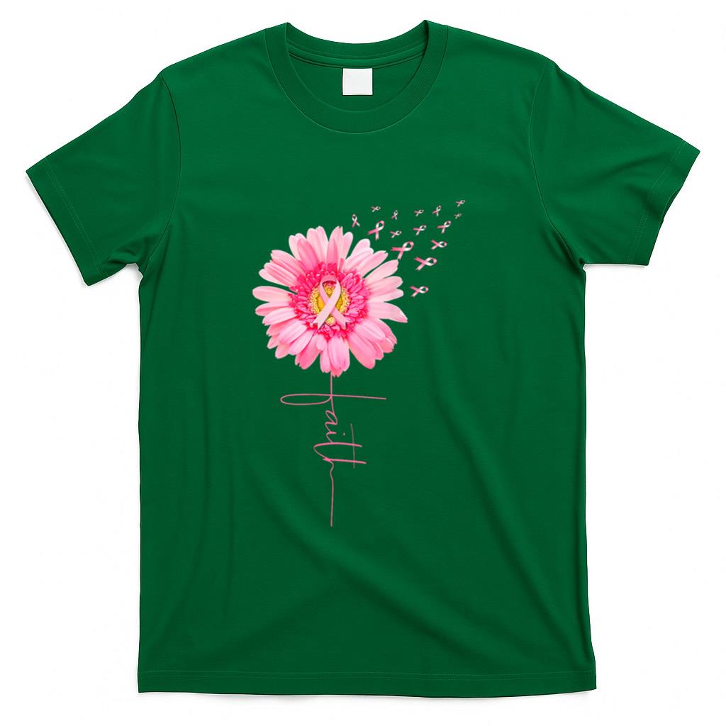 Pink Ribbon Daisy Faith - Breast Cancer Awareness Month Gift T-Shirt