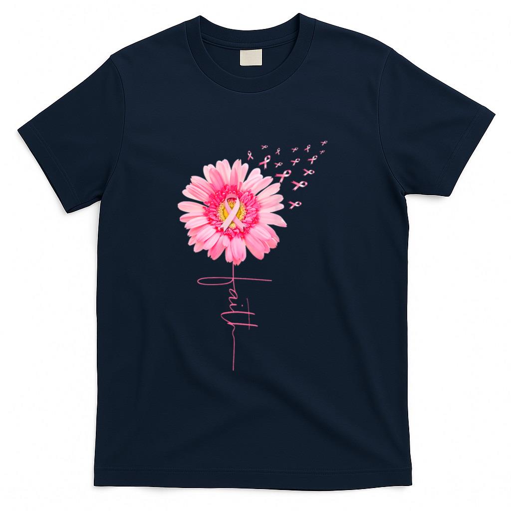 Pink Ribbon Daisy Faith - Breast Cancer Awareness Month Gift T-Shirt
